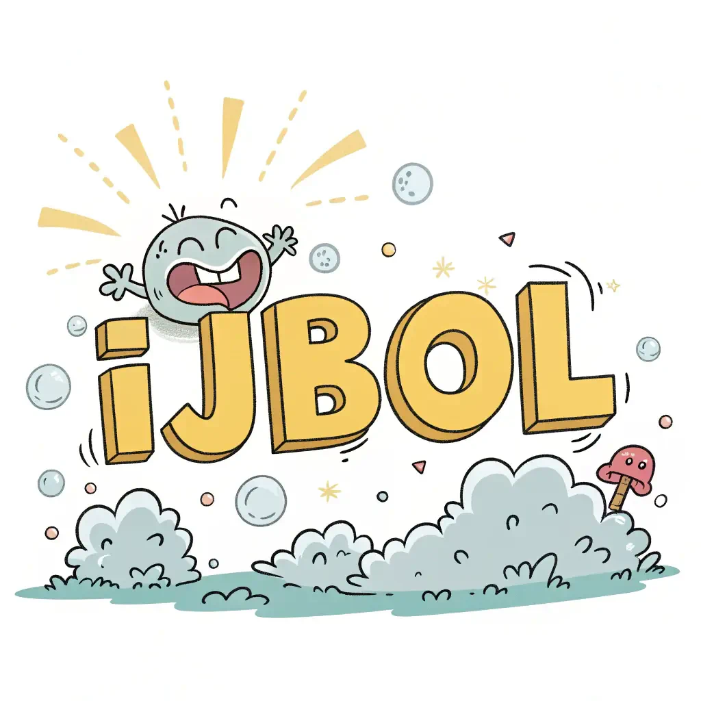 Cartoon-style forum avatar featuring a joyful character popping out from behind large yellow letters spelling IJBOL, surrounded by bubbles, clouds, and a small mushroom.
