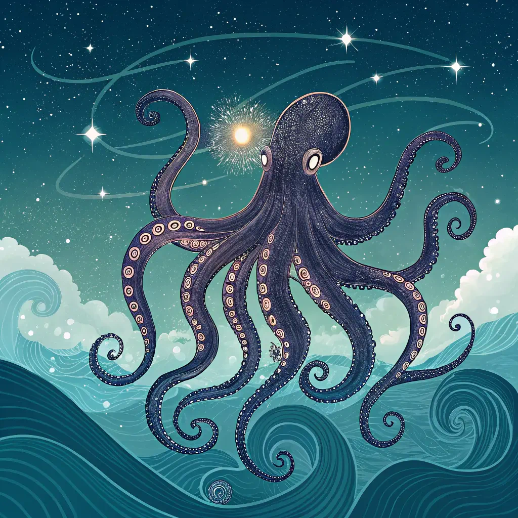 Illustration of a kraken with swirling tentacles rising from ocean waves against a starry sky, used as a forum avatar/profile photo.