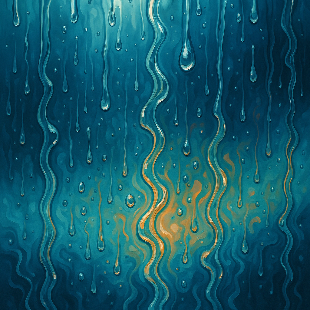 Forum avatar featuring stylized rain droplets with a wavy, glowing yellow light backdrop, creating a calming and reflective atmosphere.
