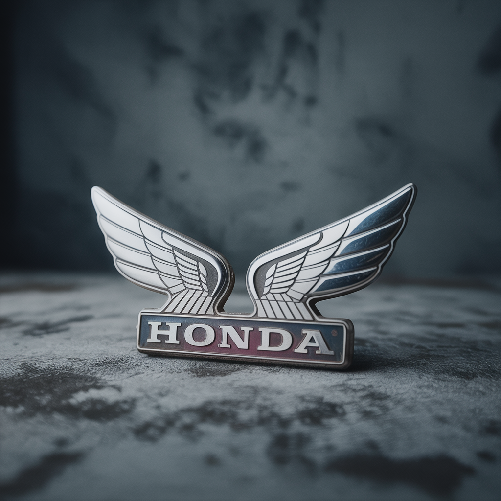 Metallic Honda winged emblem photographed as a forum avatar/profile photo on a textured gray background.