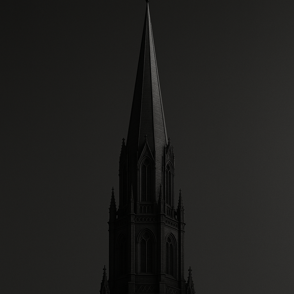 Forum avatar/profile photo of a black spire silhouette rising from a shadowed gothic tower against a dark background.