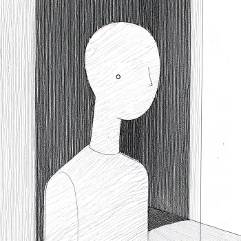 A simplistic black and white illustration of a boy's profile, featuring a smooth, minimalistic design and lines, serving as a unique forum avatar.