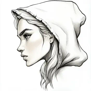 A stylish illustration of a white girl in profile wearing a hooded sweatshirt, capturing a confident and artistic expression, suitable for a forum avatar or profile picture.