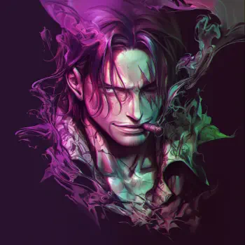 Stylized avatar featuring Shanks from the anime One Piece, with vibrant colors and swirling effects, capturing his charismatic yet mysterious personality.