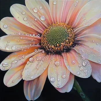A close-up of a soft pink flower adorned with water droplets, making it a vibrant choice for a forum avatar or profile picture.