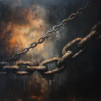 A close-up of a rusted chain against a dark, textured background, creating a striking visual suitable for a forum avatar or profile photo.