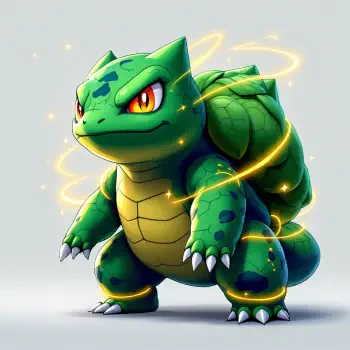 A vibrant illustration of Bulbasaur, a popular Pokémon, featuring bright green colors and dynamic swirls, designed as a forum avatar or profile picture.