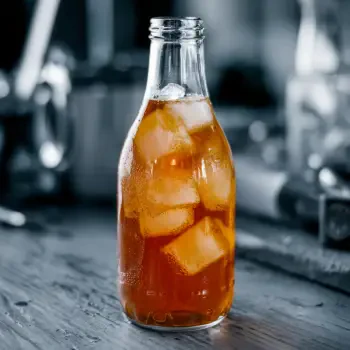 A glass soda bottle filled with ice and a dark beverage, set against a blurred background, serves as a vibrant forum avatar.
