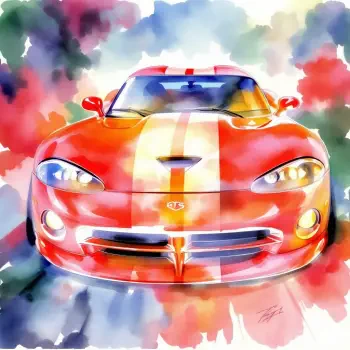 A vibrant artistic representation of a red Dodge Viper, showcasing its sleek design with bold stripes, used as a forum avatar/profile photo.