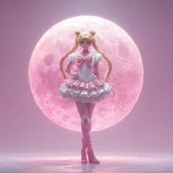 Forum avatar featuring an anime character resembling Sailor Moon, posed in front of a large, glowing pink moon, showcasing her iconic outfit and hairstyle.