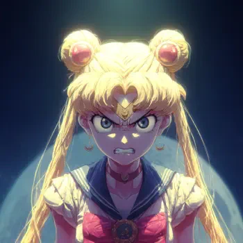A fierce depiction of Sailor Moon, showcasing the character's intense expression and iconic hairstyle, suitable for use as a forum avatar or profile picture.