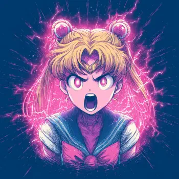 Anime-inspired profile image featuring Sailor Moon with an intense expression and vibrant pink energy surrounding her. Perfect for an anime fan's forum avatar.