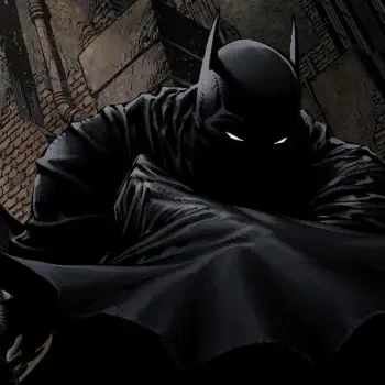 A dark and striking comic-style depiction of Batman, featuring his iconic silhouette and cape, making it an engaging forum avatar or profile photo.