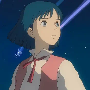 A forum avatar featuring an anime character from Studio Ghibli's Howl's Moving Castle, showcasing a girl with blue hair and a thoughtful expression against a starry background.