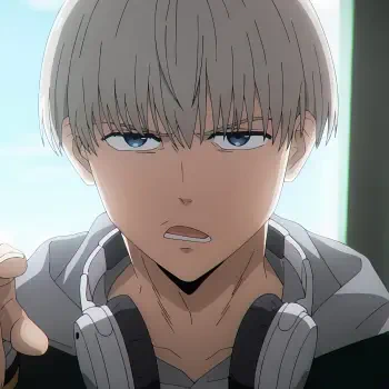 Anime character Ren Kaji from Wind Breaker is depicted with a serious expression, wearing headphones, creating a striking forum avatar or profile picture.