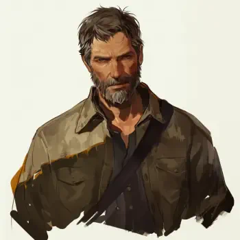 Profile image of Joel from The Last of Us, featuring a rugged, bearded man in a dark shirt and khaki jacket, exuding a serious and determined demeanor.