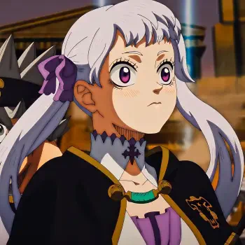 Anime profile photo featuring Noelle Silva from Black Clover, showcasing her distinctive features, including long hair with a bow, large expressive eyes, and a determined expression.