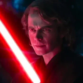 Anakin Skywalker, wielding a red lightsaber, captures a moment of intensity in this Star Wars-themed forum avatar.