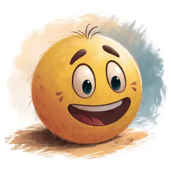 A cheerful yellow emoticon with a big smile, bright eyes, and a few playful strands of hair, set against a softly textured background. Suitable for a forum avatar.