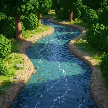 A serene creek flowing through a lush green forest, depicted in a stylized, pixel-art style as a forum avatar.