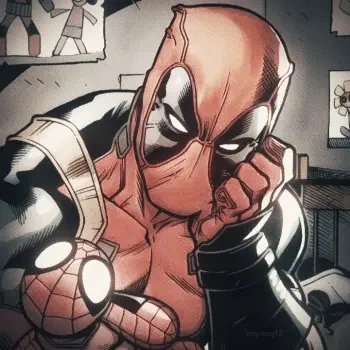 Close-up of Marvel Comics' Deadpool resting his head on his hand, depicted in a comic-style forum avatar.