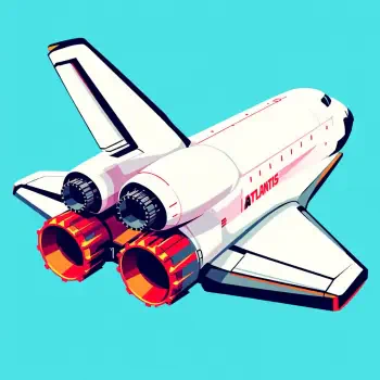 Stylized forum avatar featuring the space shuttle Atlantis from a rear angled view against a bright blue background.