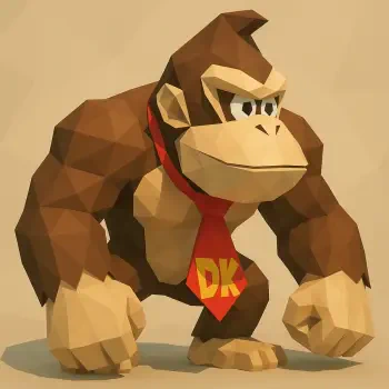 Low-poly 3D rendering of Donkey Kong wearing his red DK tie, used as a forum avatar/profile picture.