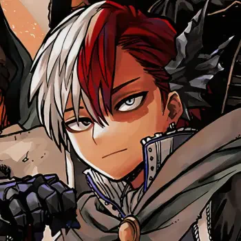 Forum avatar of Shoto Todoroki from My Hero Academia, featuring his distinct half-white, half-red hair and intense gaze in a manga art style.