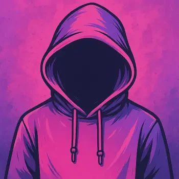 Forum avatar featuring a faceless figure wearing a vibrant purple and pink hood against a gradient background.