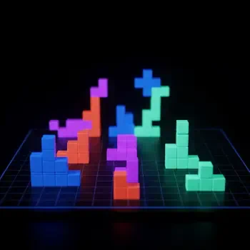 Glowing Tetris blocks arranged on a glowing grid, featuring vibrant purple, blue, green, and red pieces, designed as a colorful forum avatar or profile photo.