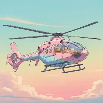 Illustration of a pink and blue helicopter flying against a pastel sunset sky, used as a forum avatar.