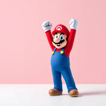 Forum avatar featuring Super Mario standing with arms raised in victory against a pink background.