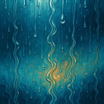 Forum avatar featuring stylized rain droplets with a wavy, glowing yellow light backdrop, creating a calming and reflective atmosphere.