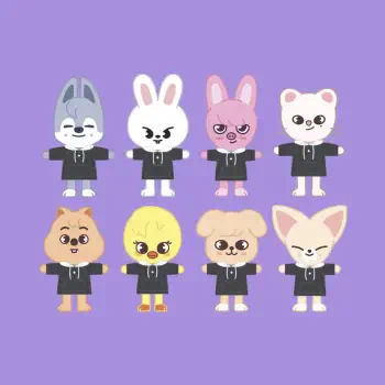Eight cute SKZOO animal characters wearing black hoodies arranged in two rows on a purple background, used as a forum avatar/profile photo.