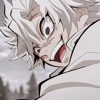 Avatar of Sanemi Shinazugawa from Demon Slayer: Kimetsu no Yaiba, white-haired with a wild-eyed grin in a dramatic anime close-up.