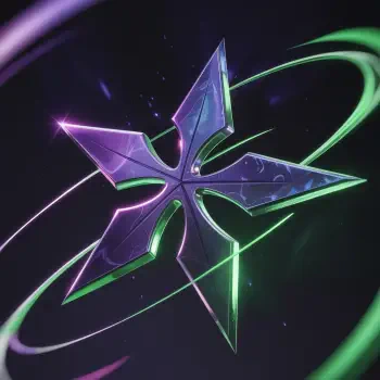 Stylized purple-green metallic shuriken with neon motion trails on a dark background, used as a forum avatar/profile photo.