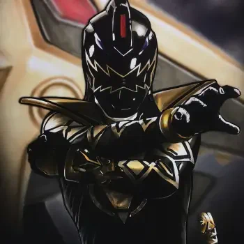 Forum avatar of the Black Ranger from the TV show Power Rangers Dino Thunder, showing a stylized black-and-gold armored suit and helmet in a dynamic action pose.