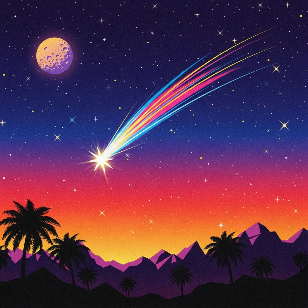 Neon Shooting Star | Comet Horizon | Starlit Trail