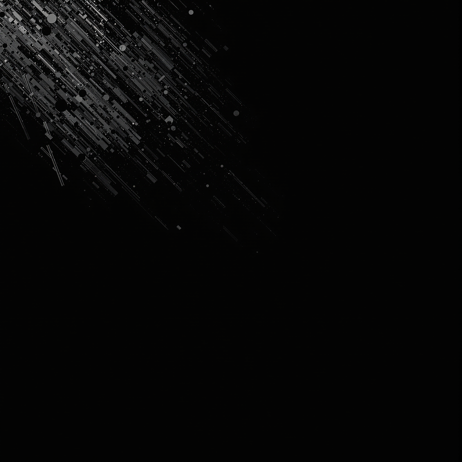 Black forum avatar: solid black background with subtle diagonal, glitch-like streaks and pixel specks clustered in the upper-left.