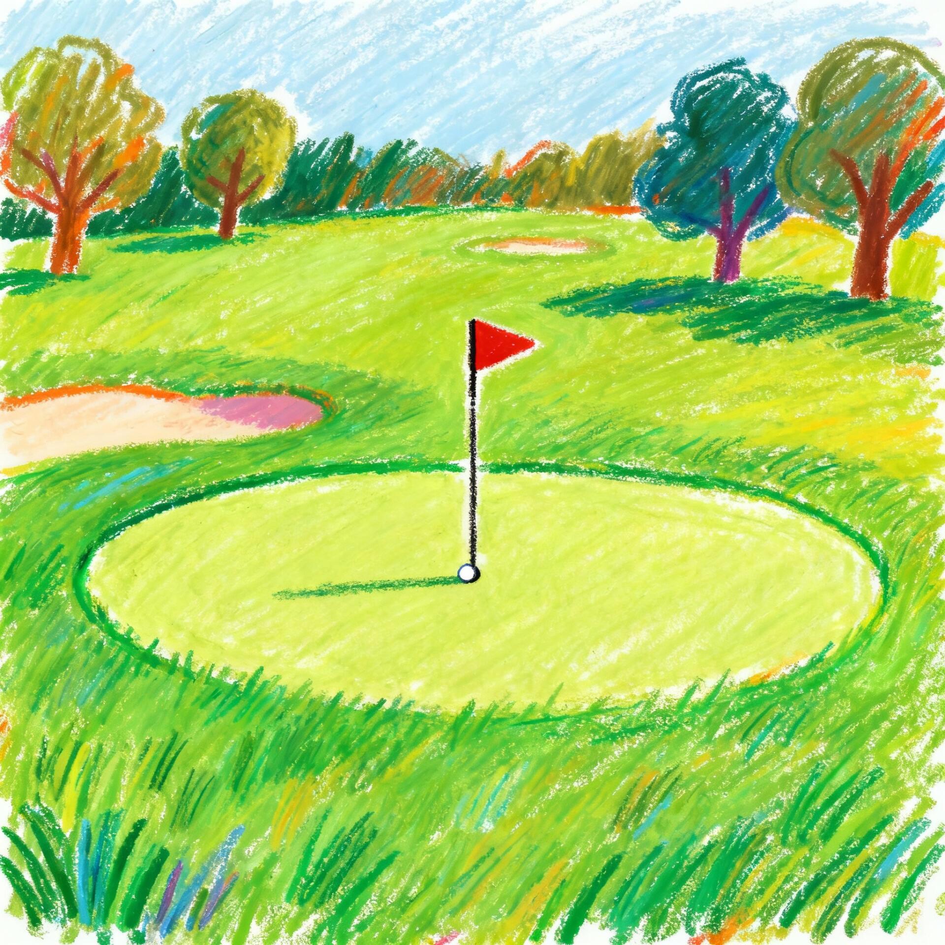 Whimsical golf-course illustration of a green with a flag and ball, used as a forum avatar/profile photo.
