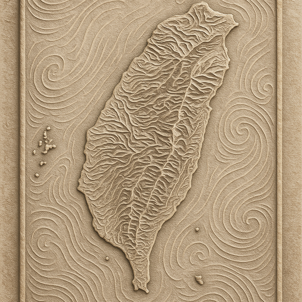 Carved, textured map of Taiwan with flowing swirl patterns in the background, shown as a forum avatar/profile photo.