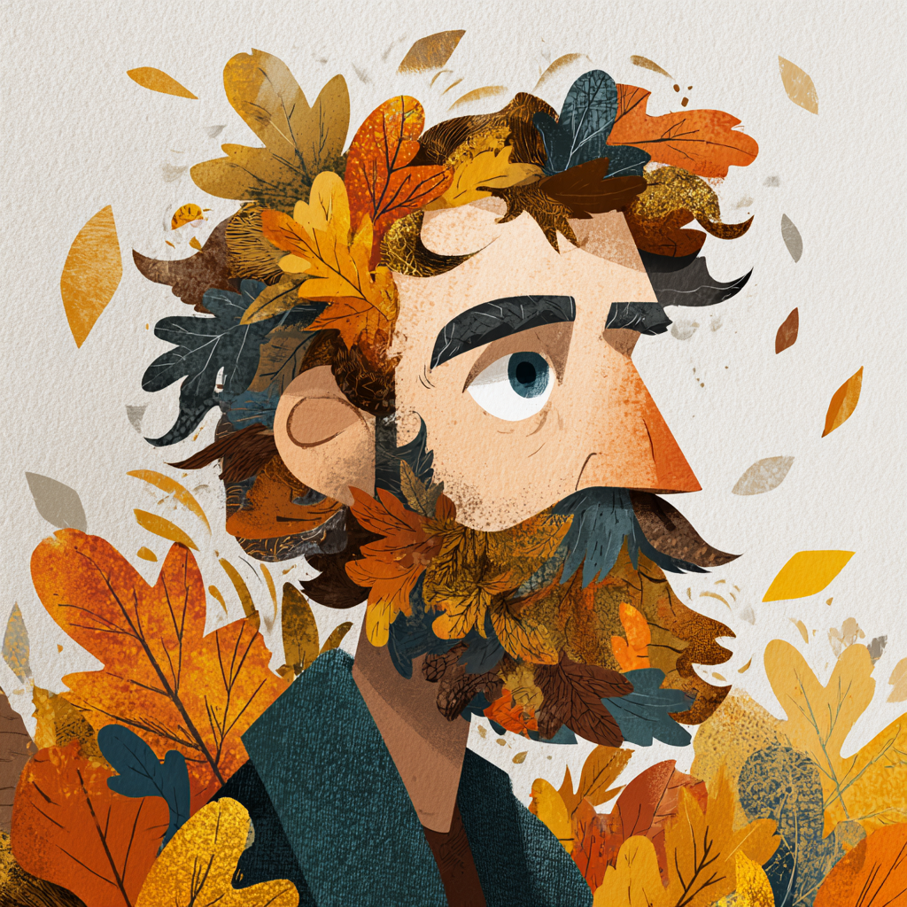 Stylized forum avatar of a bearded man formed from autumn leaves and warm fall colors, shown in profile against a pale background.
