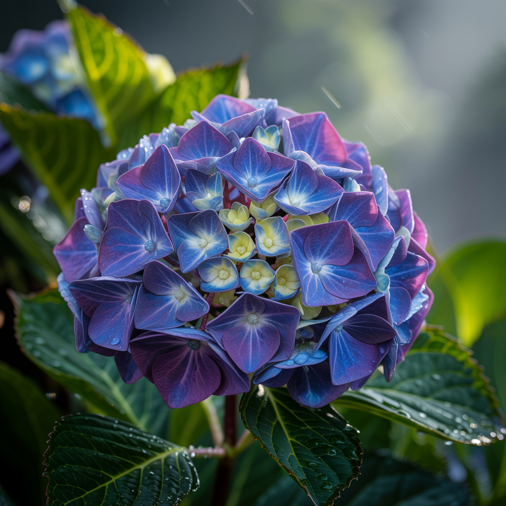 Purple-blue hydrangea bloom with dewdrops, set as a forum avatar/profile photo.