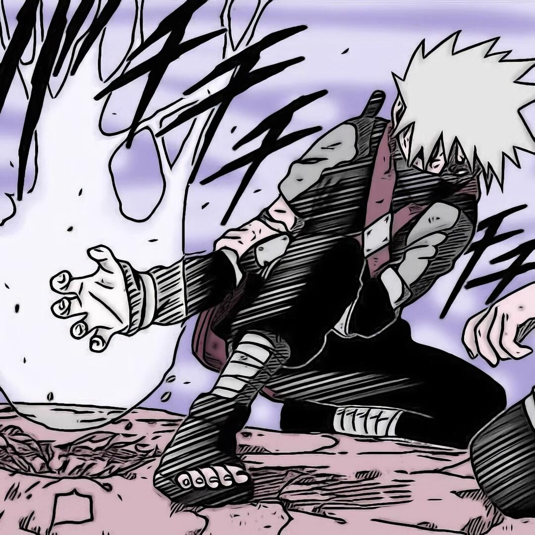 Manga-style forum avatar of Kakashi Hatake crouched, charging Chidori in his hand with crackling purple energy and dynamic speed lines.