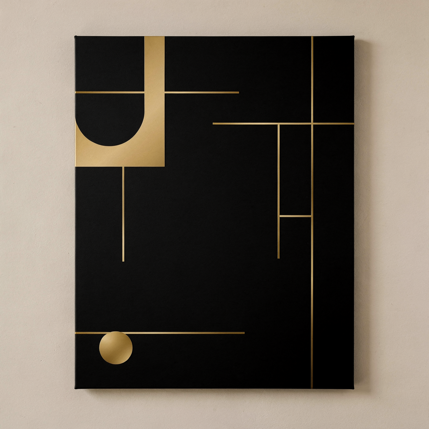 Minimalist forum avatar/pfp: black canvas with thin gold geometric lines, a gold semicircle and a small gold disk arranged in an elegant asymmetrical composition.