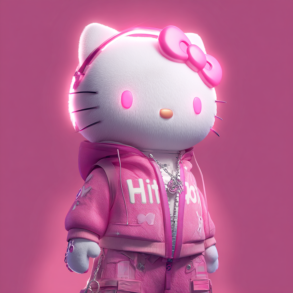 Pink kawaii Hello Kitty wearing a girly hoodie and necklace, rendered as a forum avatar/profile photo.