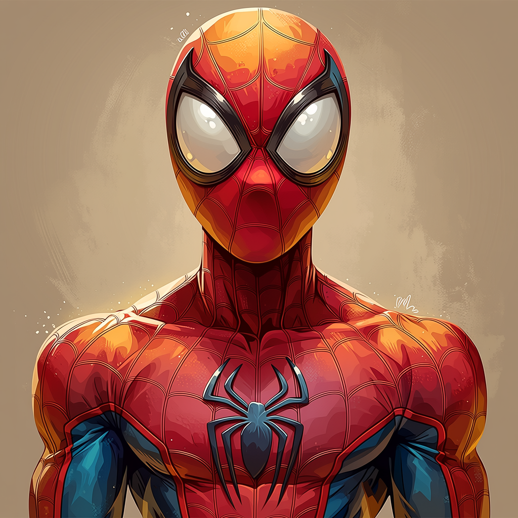 Cartoon Spider-Man fan art forum avatar/pfp — head-and-shoulders portrait in red-and-blue suit with large white eye lenses and a black spider emblem on the chest.