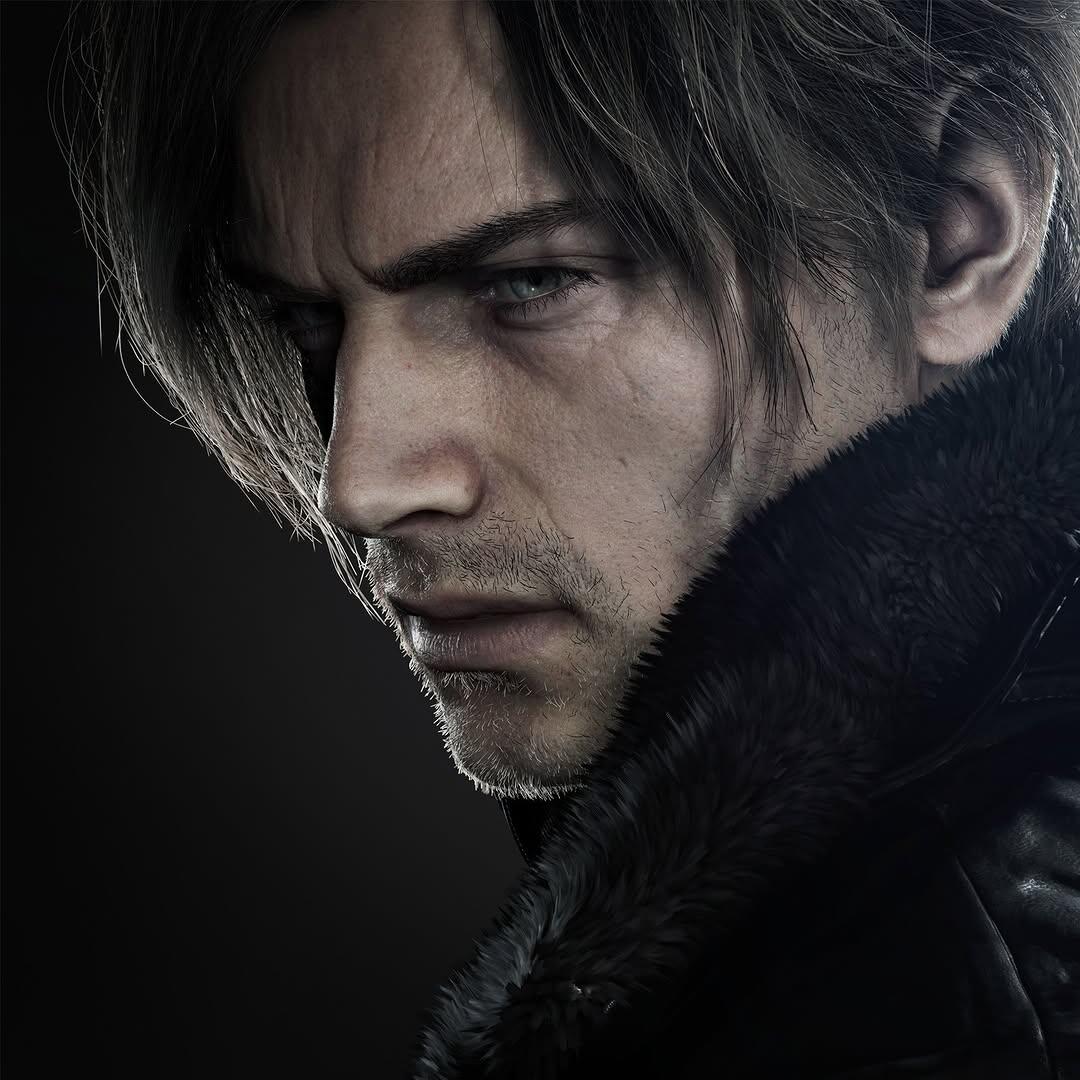 Forum avatar headshot of Leon S. Kennedy from Resident Evil Requiem — brooding profile, tousled hair, stubble, leather fur collar and an intense side glance.