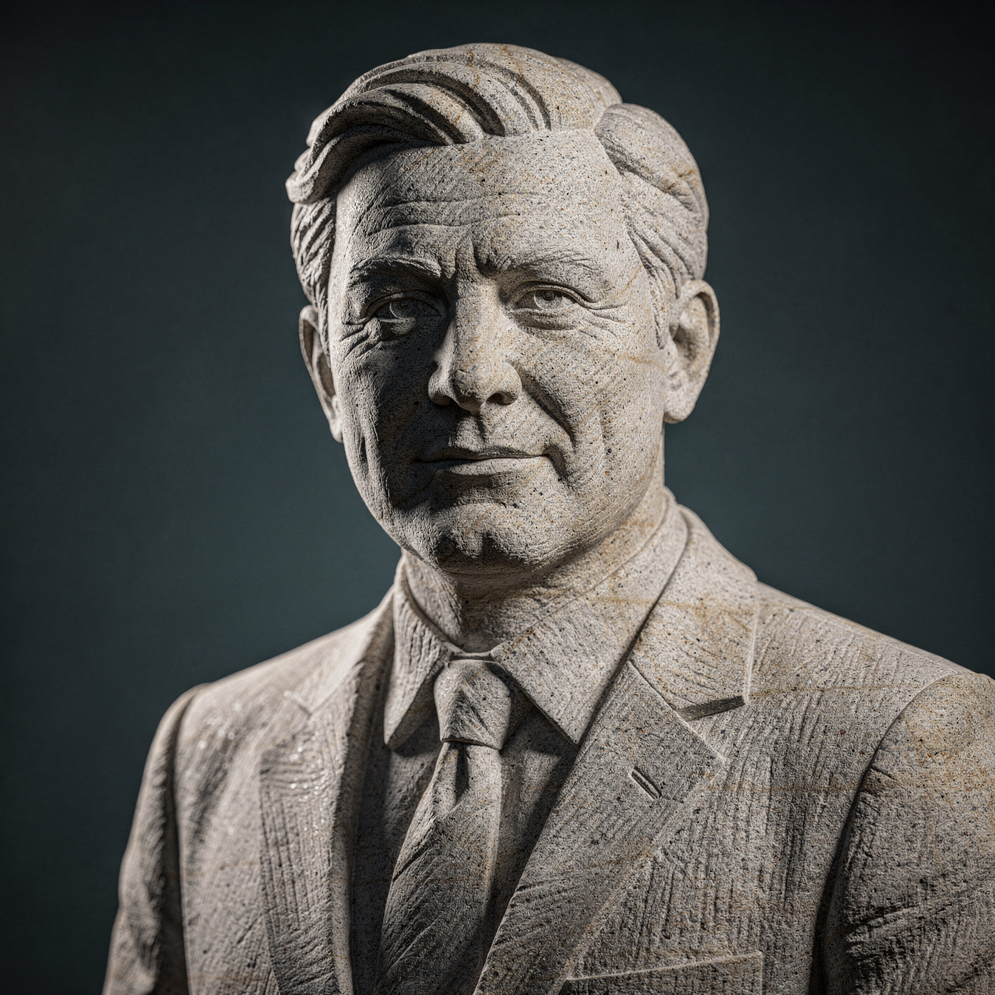 Stone bust of a businessman in a suit and tie, presented as a formal forum avatar/profile photo.