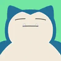 Forum avatar/pfp: Snorlax from Pokémon Friends, minimalist close-up profile photo with a sleepy grin on a teal background.